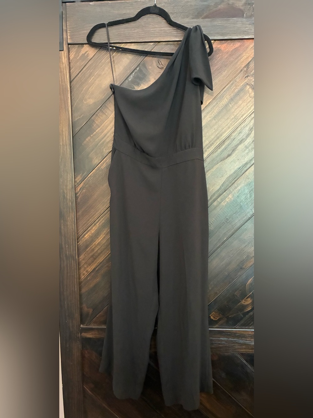 J. Crew Black One-Shoulder Wide-Leg Jumpsuit